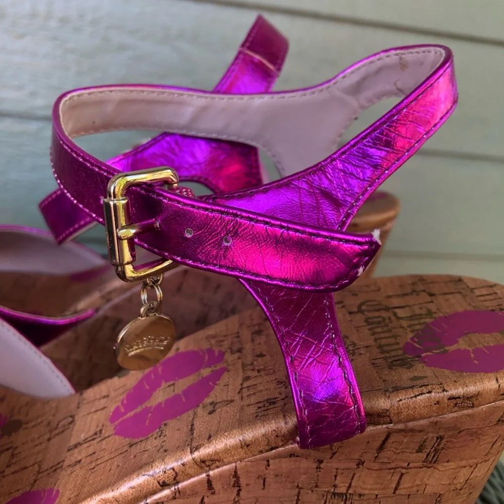 Juicy Couture Metallic Hot Pink Platform Sandals